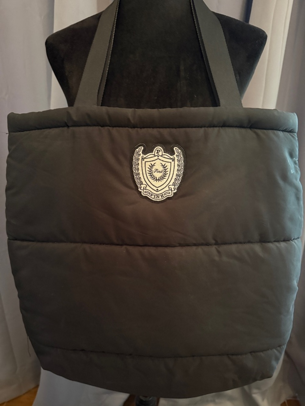 PINK Quilted Puffer Hobo Bag with Crest Patch from Victoria’s Secret. BRAND NEW!